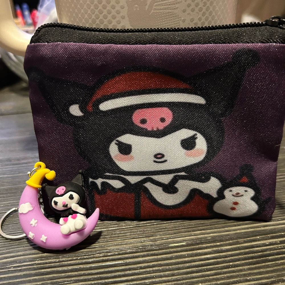 Hello Kitty Kuromi keychain and pouch